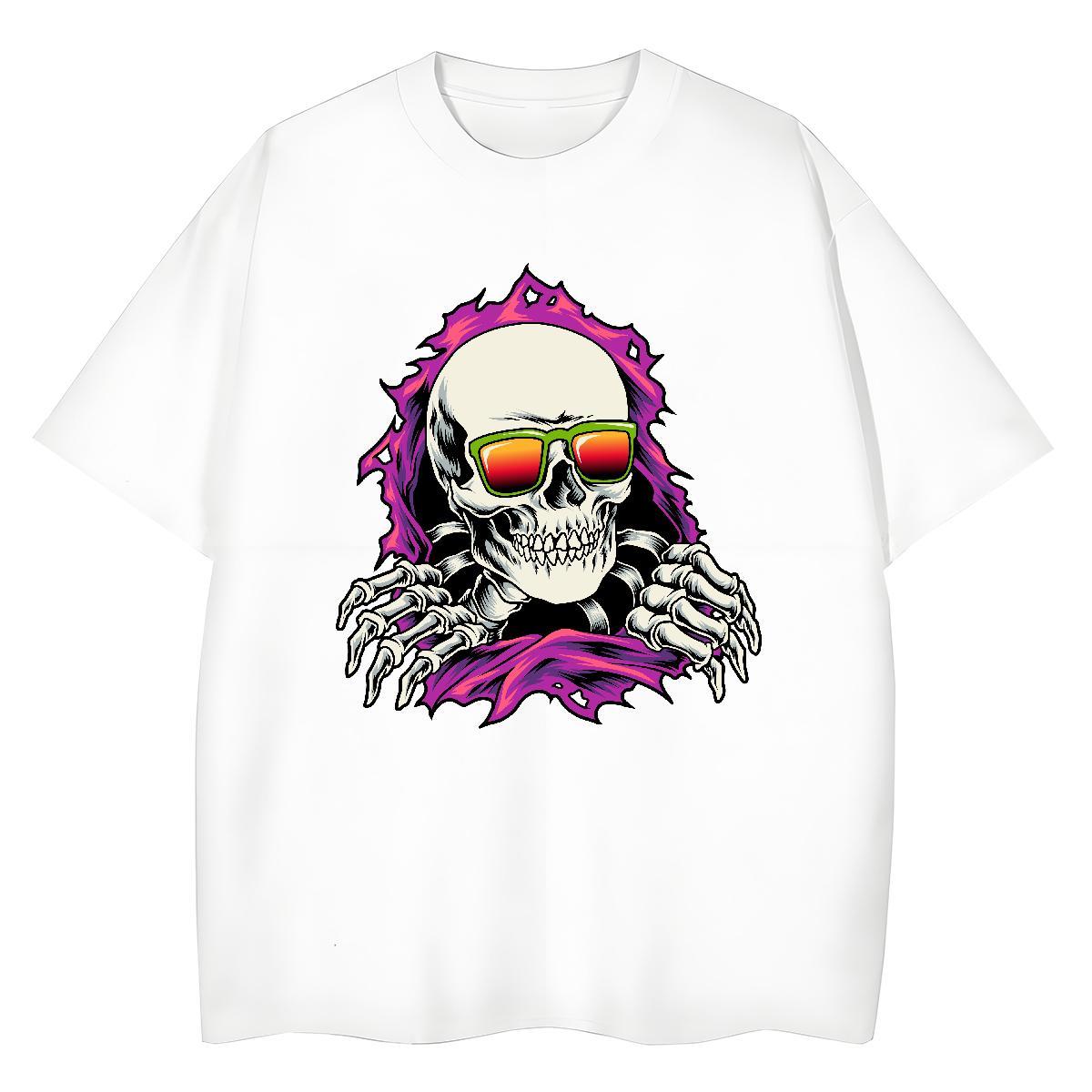2024 Woman T Shirts 100% Cotton 230g Round Neck Short Sleeve Summer Casual skull Women Tees Nice Black Oversized Top Tees