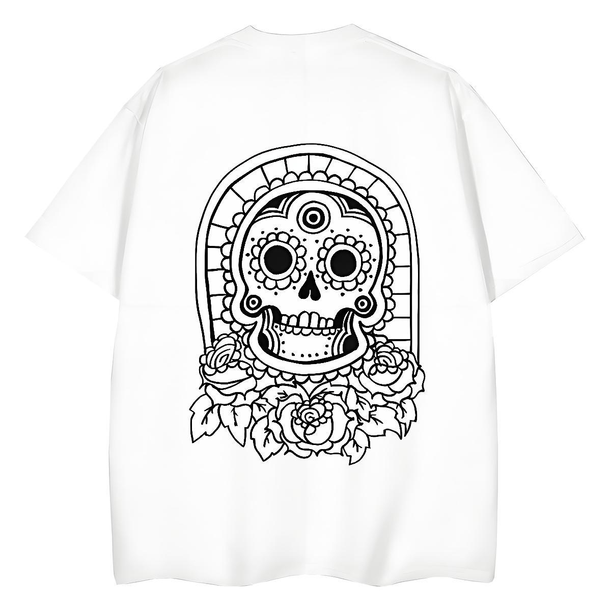 New Arrival T-Shirts 100% Cotton 230g Breathable Crew Neck Daily Outfit skull Couples T Shirts Lady Custom Cartoon Tops