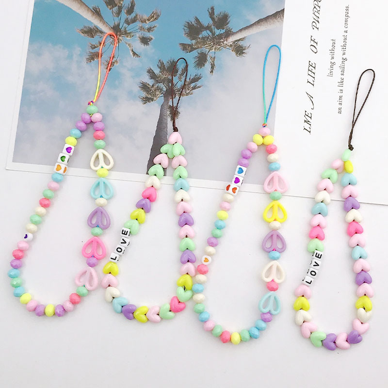 Yilian New Spring Color Mobile Handmade DIY Love Chain Anti Drop Phone Case Hanging Rope Pendant