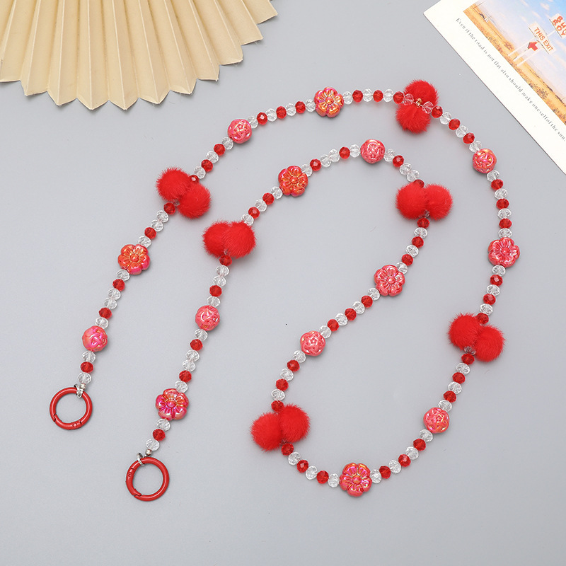 Yi Love Autumn and Winter New Colored Flower Cross Body DIY Handmade Beaded Small Fresh Phone Case Bag Shoulder Strap Chain for Women