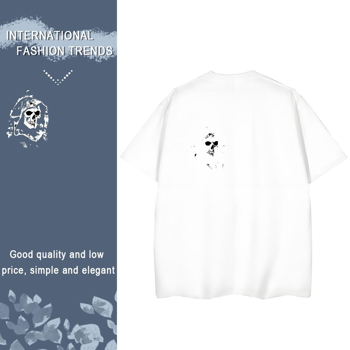 Fashion New T-Shirts 230g Cotton O Neck Short Sleeves Street Wear skull Woman Tshirt High quality Plus Size Custom Top Tees