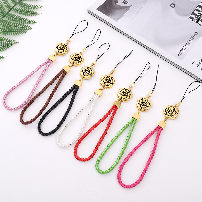 New Xiaoxiangfeng Plum Blossom Chain Flower Leather Weaving Phone Hanging Rope Small Gift