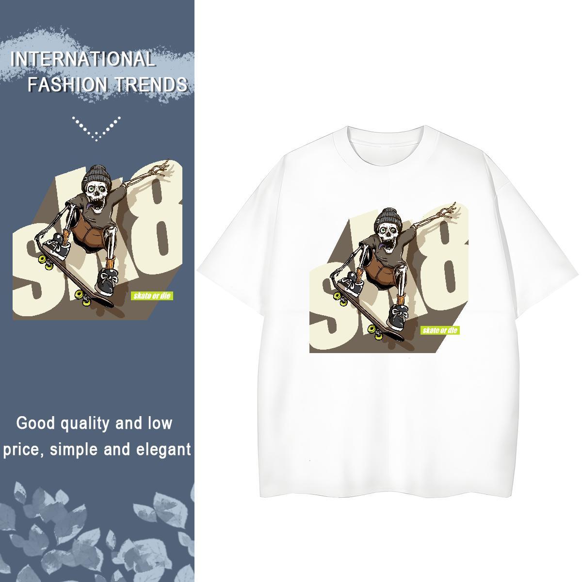 Custom Woman T Shirts 230g Cotton Breathable Short Sleeve Daily Wear skateboarding Tshirt for Man Woman High quality Custom Cartoon Tees Shirts