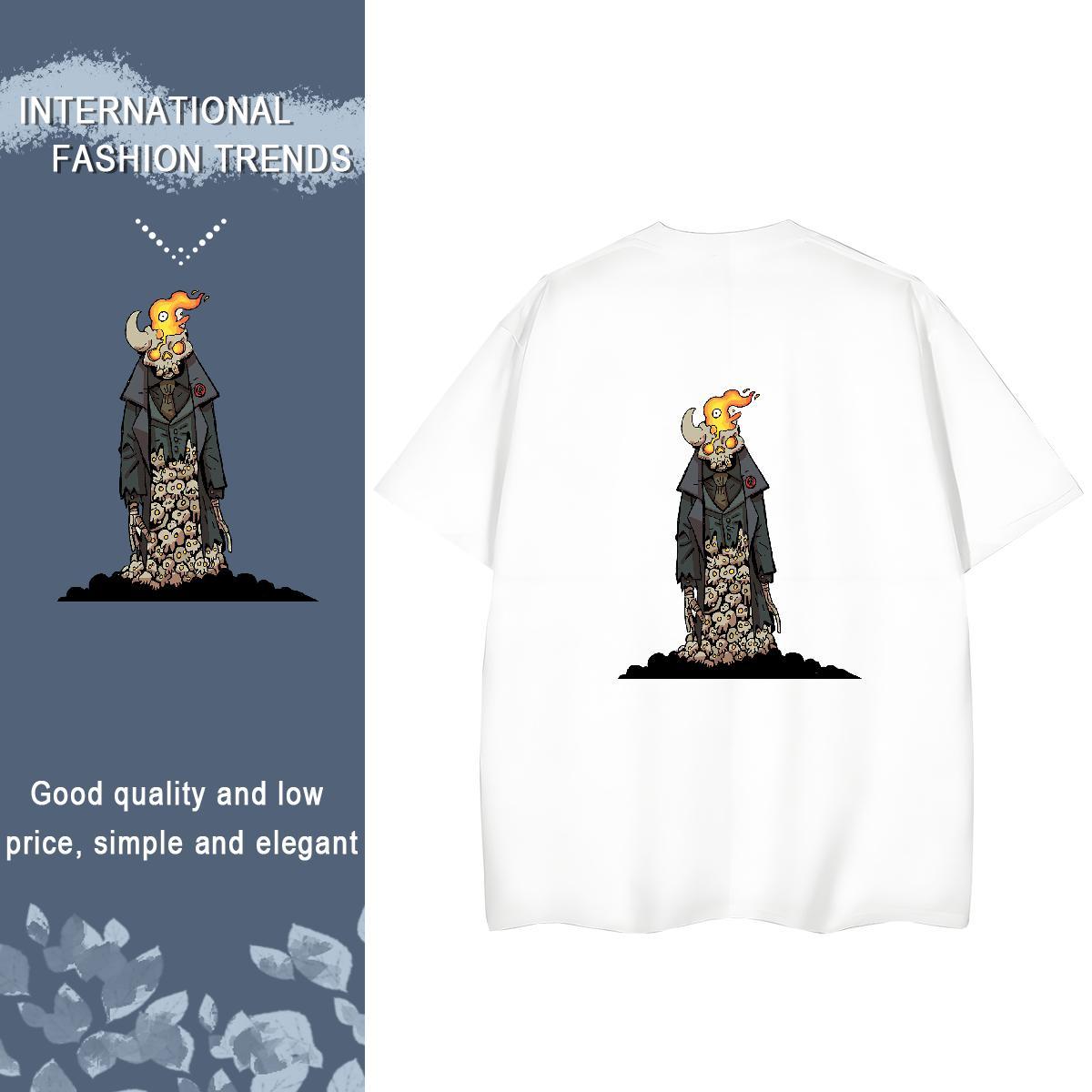 Designer T shirt 100% Cotton 230g Crew Neck Breathable Casual Daily Wear skull Tshirt for Man Woman High quality Black White Clothes Shirt
