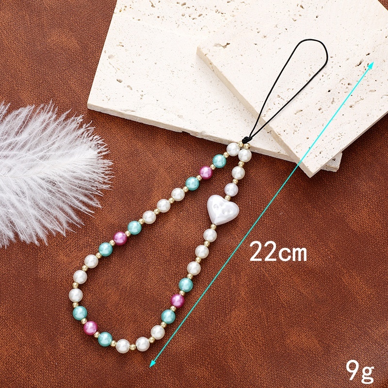 Korean Instagram Style New Love Beaded Chain Phone Keychain Earphone Case Cord Pendant Female