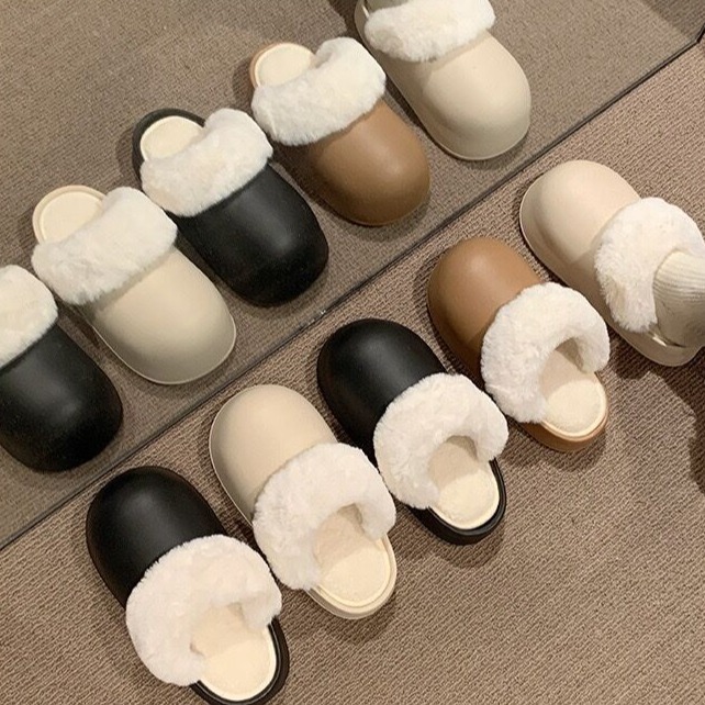 2024 free shipping Slippers winter warm and windproof bread style, solid color, simple, removable, washable, thick bottom, toe cover