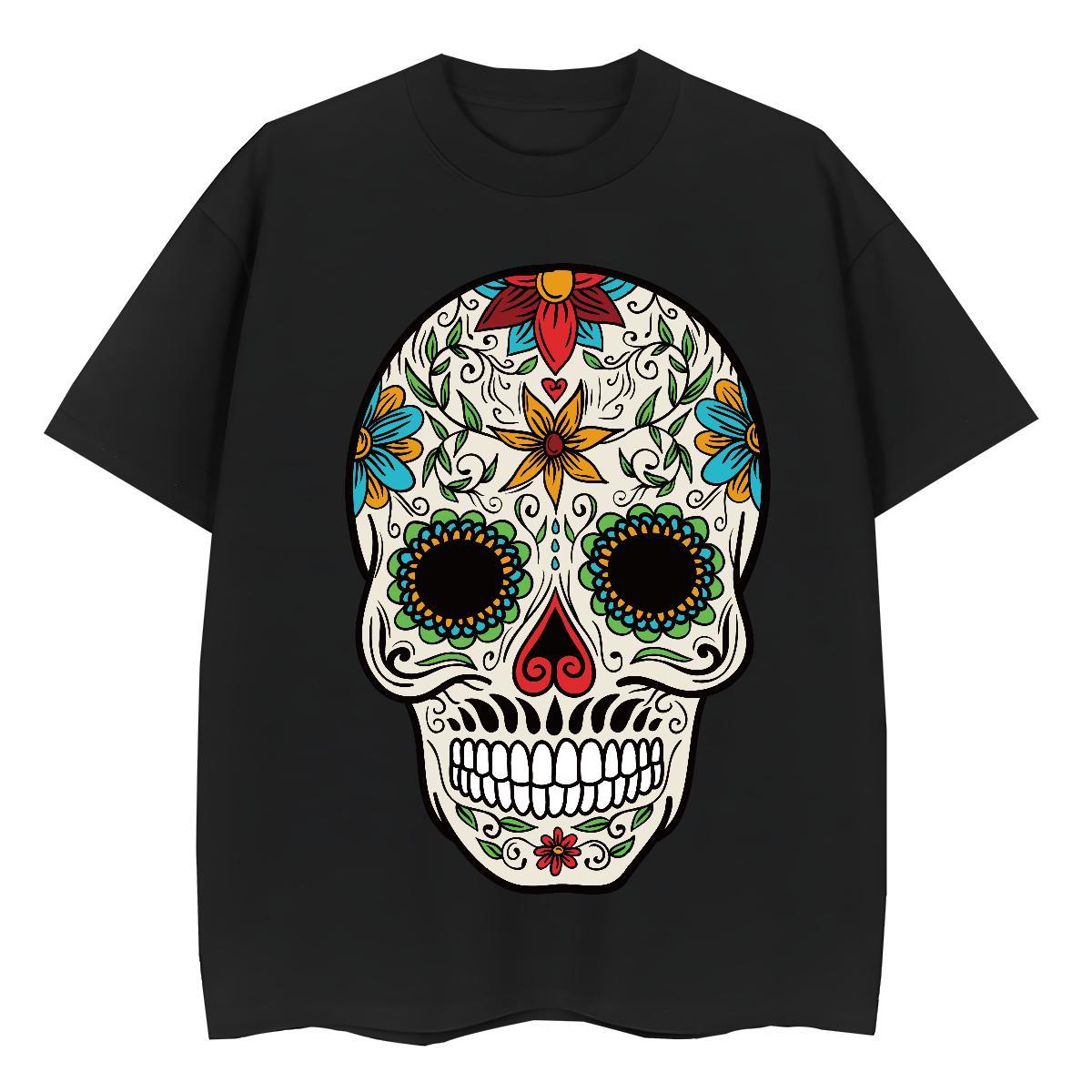 Fashion Casual T-Shirts for Women 230g Pure Cotton O Neck Short Sleeves Outdoor skull Women Tees Brand Graphic Clothes Shirt