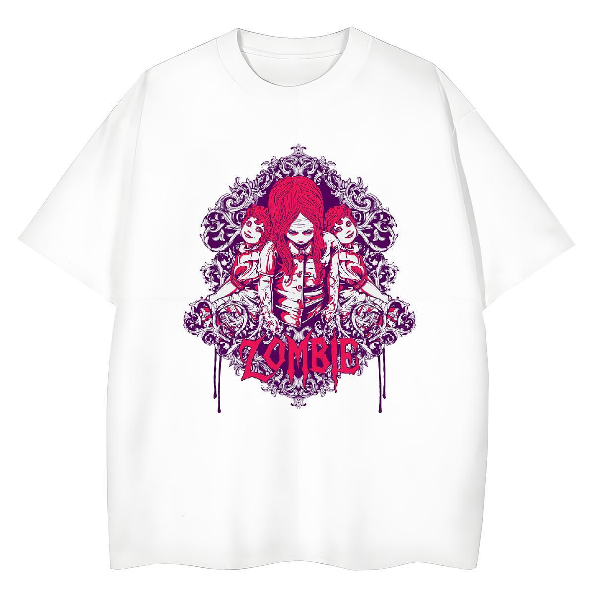 Brand T-Shirts for Women 230g Cotton Crew Neck Breathable Casual Beach skull Womens Tshirts High quality DIY Anime Tee Shirt