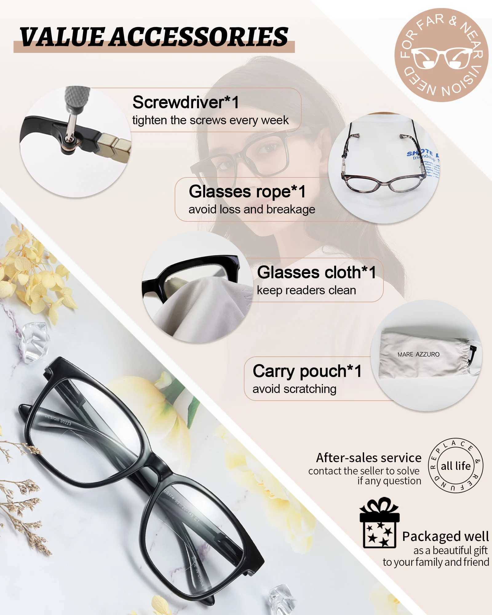 Large curved square frame female reading glasses Presbyopia glasses optical anti blue light glasses frame solid color design W240906