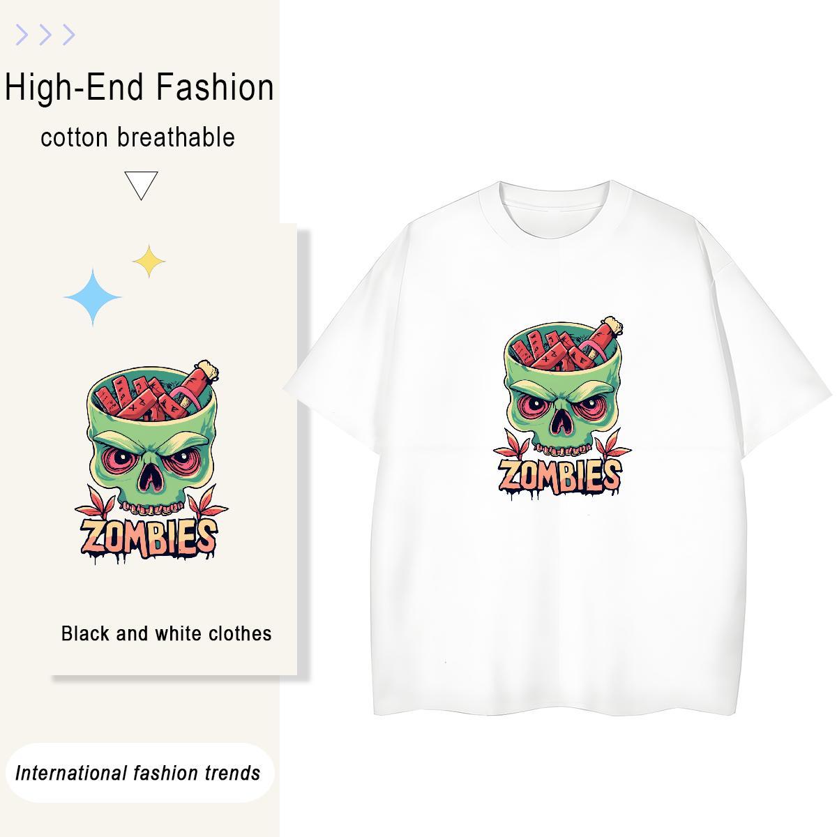 Fashion New T shirt 230g 100% Cotton Breathable Soft Summer Casual skull Unisex Tshirts 5A DIY Printed Clothings
