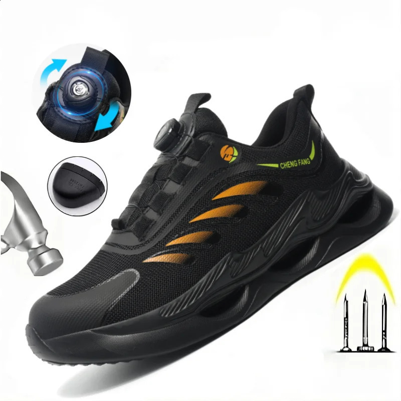 Rotary Buckle Security Boots for Men Work Sneakers Women Boots Breathable Steel Toe Shoes Safety Puncture-Proof Men Boots 240904