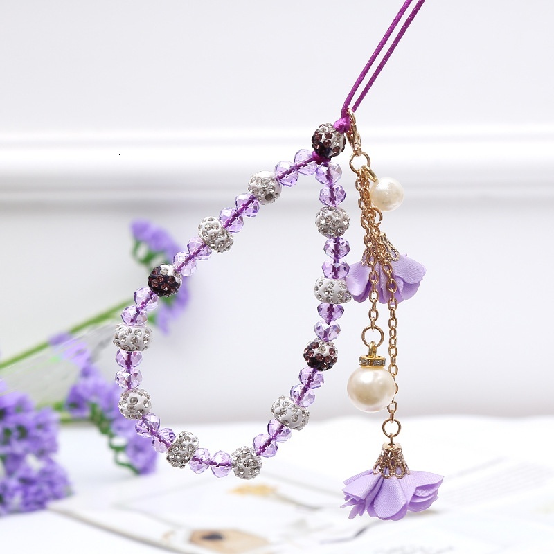 Short mobile phone lanyard creative gypsum bracelet crystal neck hanging case wer pendant for women