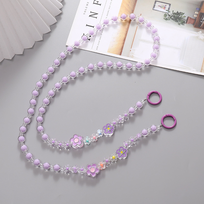 Yilian new in pearl diagonal cross phone case rope drip oil flower accessories bag water cup hanging pendant