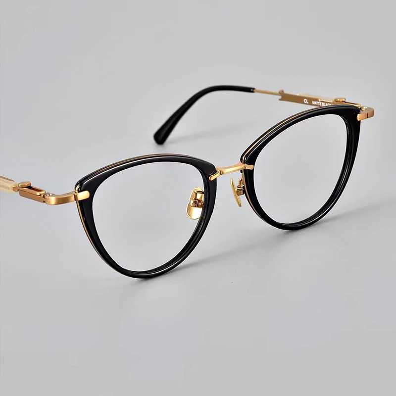 2024 New MYBC Pure Titanium Glasses Frame for Men and Women High Quality Cat Eye Fashion Designer Personalized Retro Glasses W240906