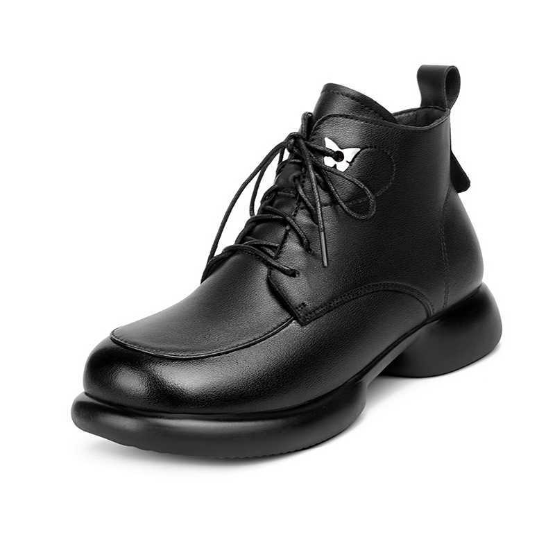 CMM Boots Womens Winter Thick Velvet Short Boots Womens Shoes Fur Integrated Snow Boots Northeast Cotton Shoes Leather Wool Leather Shoes