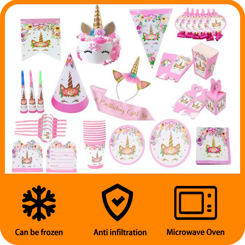 Unicorn themed party birthday supplies suitable for unicorn birthday party decoration tableware set