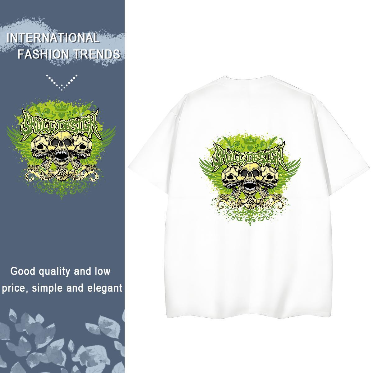 Custom T shirt 100% Cotton 230g Crew Neck Casual Beach skull Women Tees Popular Skull Top Tees