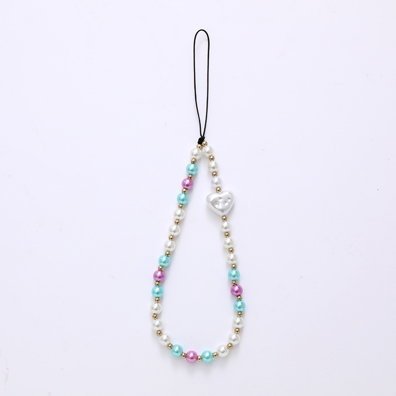 Korean Instagram Style New Love Beaded Chain Phone Keychain Earphone Case Cord Pendant Female