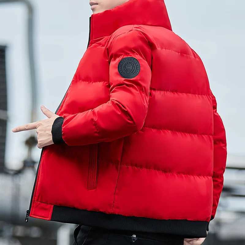 2023 New Solid Stand Collar Mens Windproof Cotton Pad Down Jacket Warm Thick Mens Parka Winter Casual Mens Jacket W240906