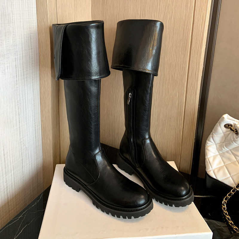 CMM Winter Wool Knee High Boots for Women French Knight Boots French Slim High Tube Warm Snow Boots