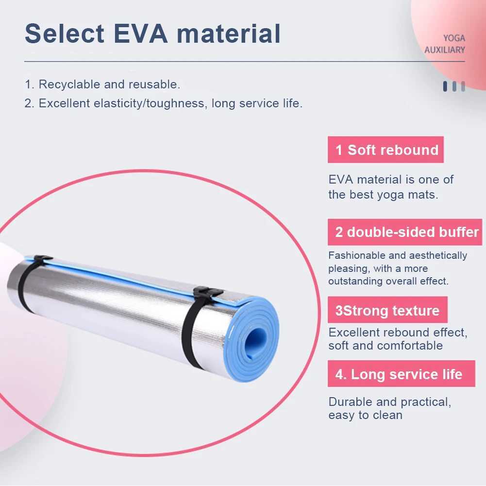 10MM aluminum foil EVA yoga mat thick film exercise mat portable multifunctional fitness accessory W240906