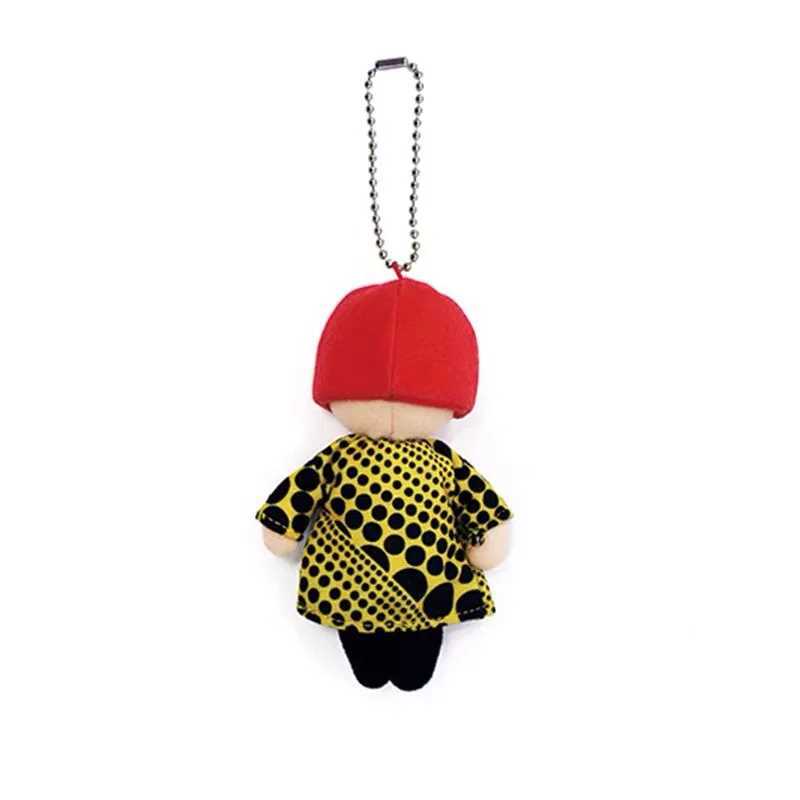 12cm New Yayoi Kusama YAYOI KUSAMA Humanoid Polka Dot Plush Keychain Bag Pendant Toy Pendant For Gift Y240907