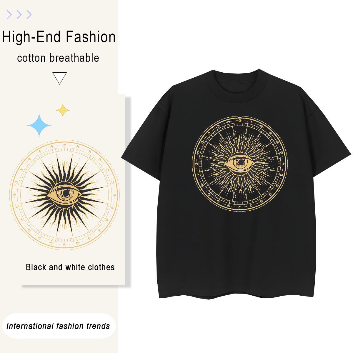 Designer Women T Shirts 230g Pure Cotton O-Neck Short Sleeve Casual Sport eyes Unisex Tshirts Brand Cartoon Print Clothes