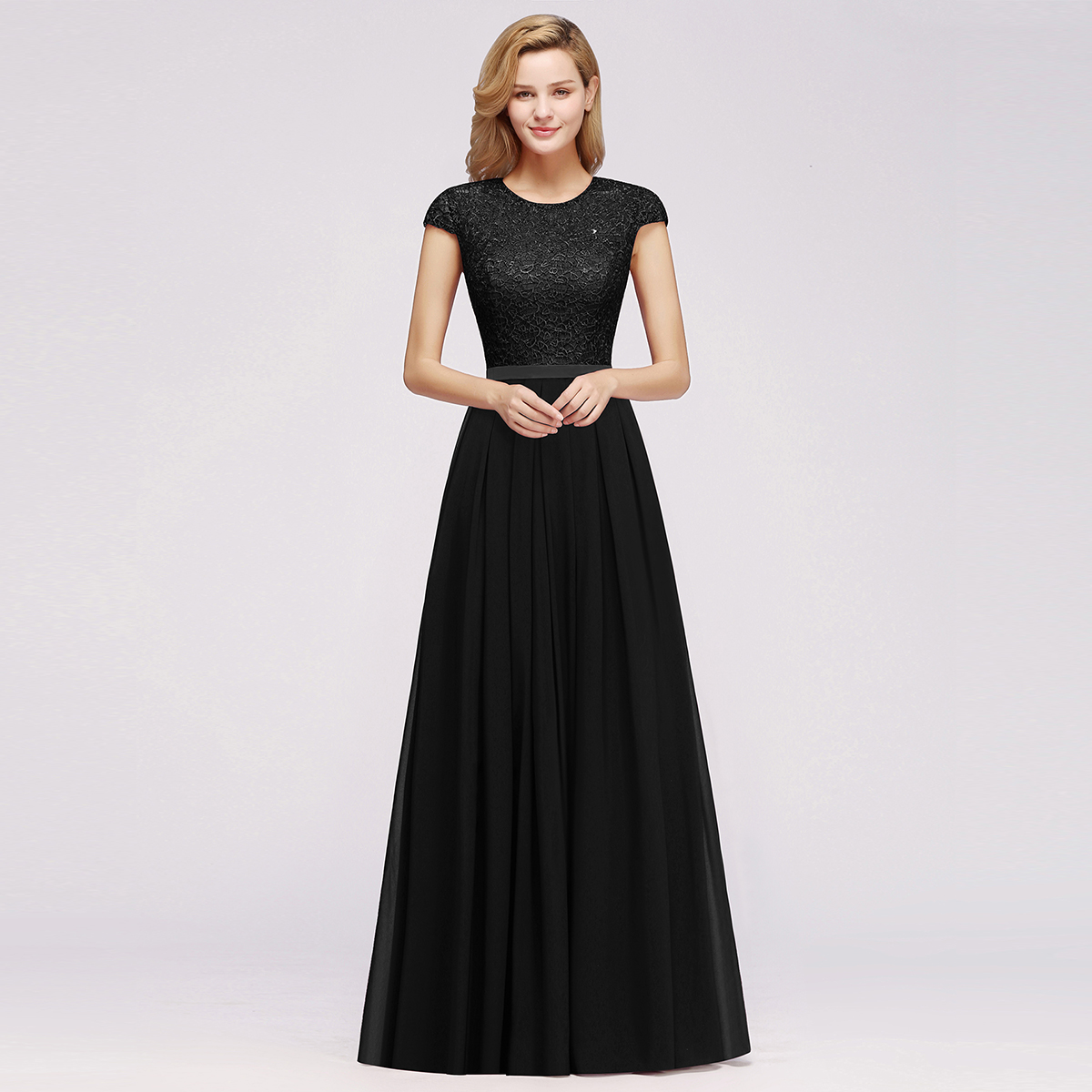 Evening Dresses Elegant A E Jewel Neck Sleeveless Long Maxi Lace Appqulies Chiffon Skirt Prom Party Gowns Bridesmaid Wears Cps1319 ppqulies