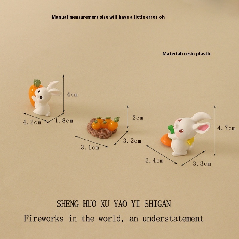 Moss Micro Creative Radish Rabbit Animal Resin Craftsmanship Horticultural Landscape DIY Decorative Desktop Ornament