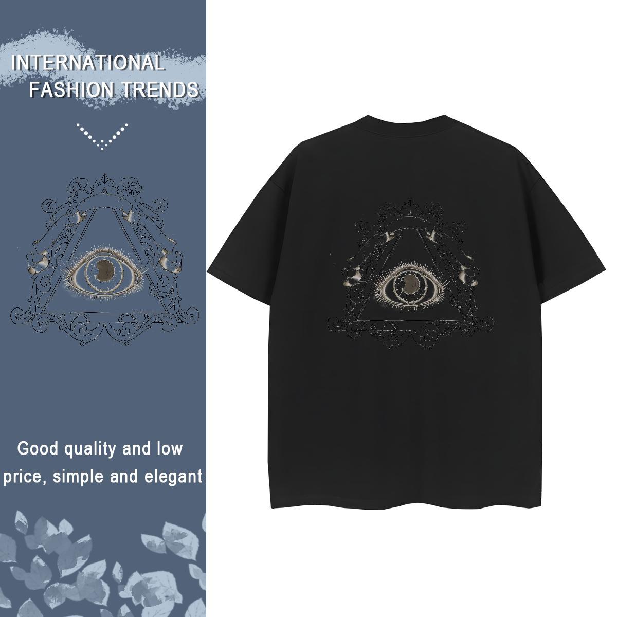 DIY T shirt 230g Cotton O Neck Short Sleeves Sports Street Wear eye of the devil Unisex Tshirts Brand Graphic Clothes Shirt
