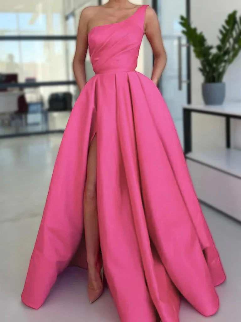 Arabic Lilac Stain Prom Dresses One shoulder Beading Front Split Evening Gowns Formal Party Second Reception Gowns Dress Vestidos 01