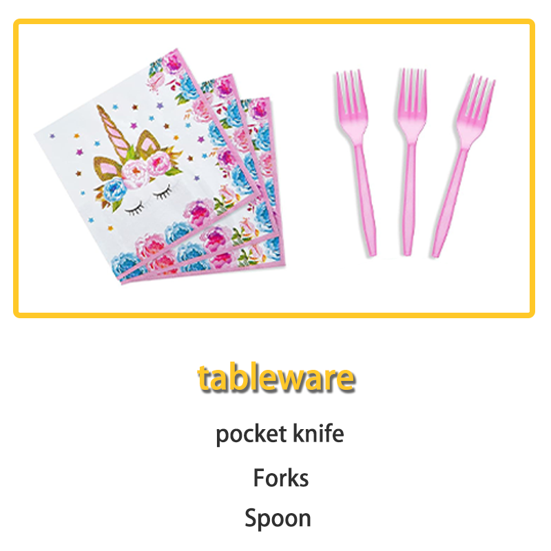 Unicorn themed party birthday supplies suitable for unicorn birthday party decoration tableware set