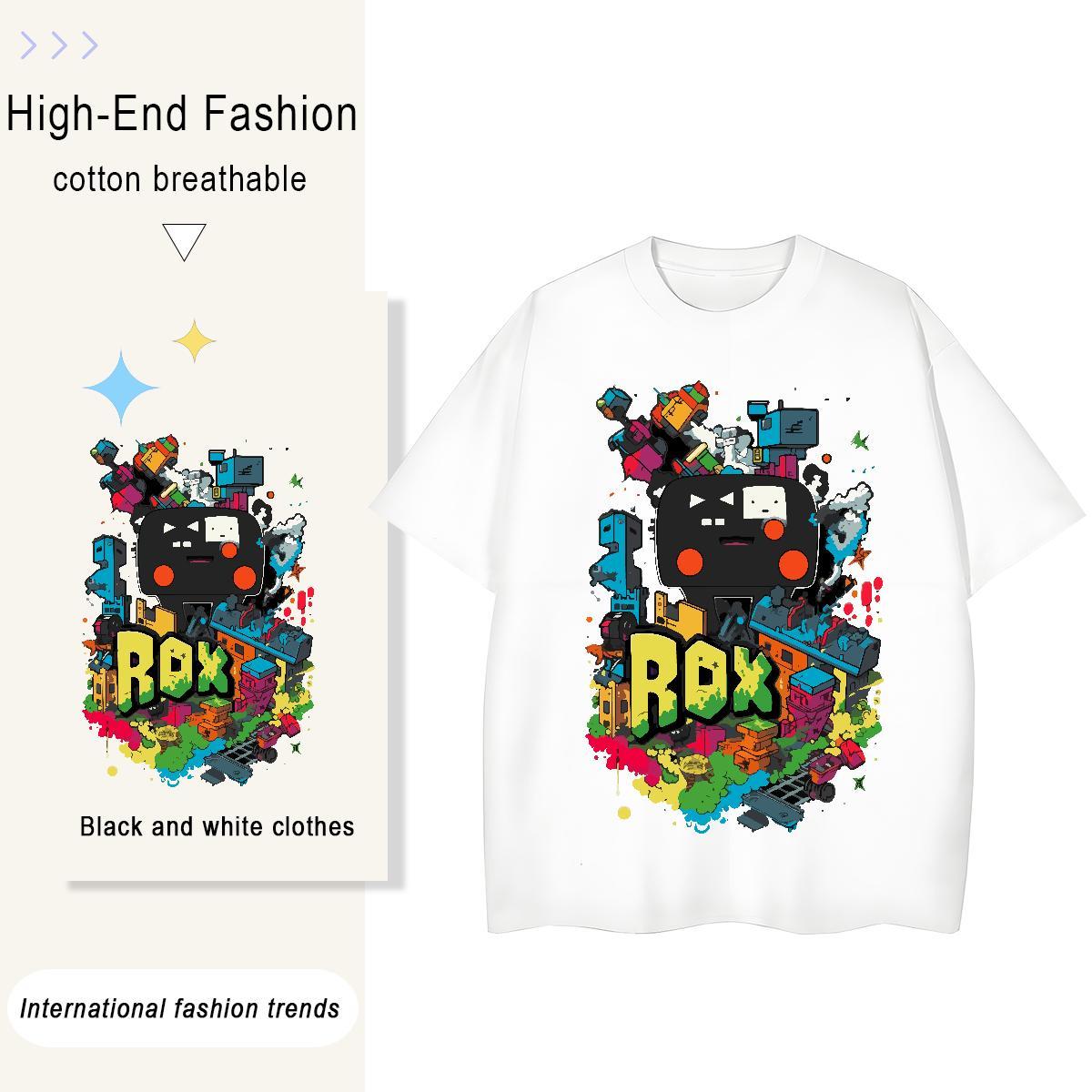 Custom T Shirt For Woman 230g 100% Cotton Breathable Short Sleeve Spring Summer robot Woman Tshirt Designer Nice Skull Clothes