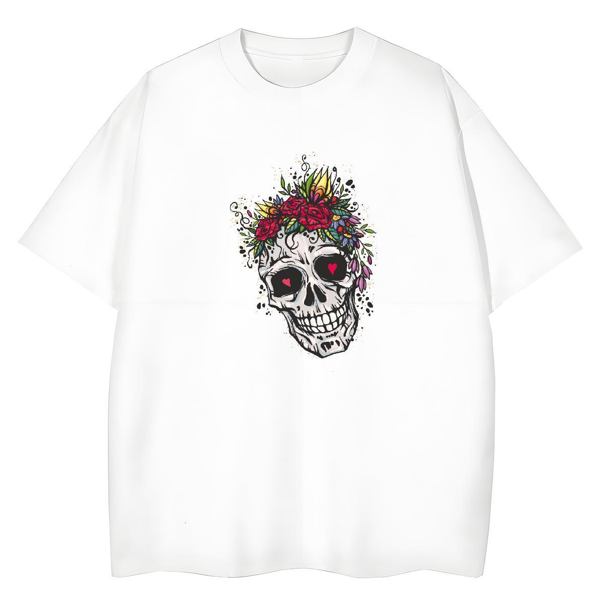 Fashion New T shirt 230g Cotton O Neck Short Sleeves Street Casual skull Unisex Tshirts Female Customized Tees Shirts