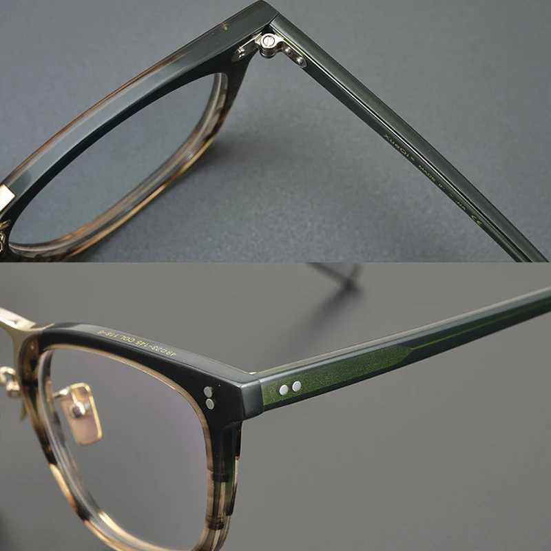 Vintage handmade personalized Ombre green glasses square frame suitable for large fashionable mens high-end business optical glasses W240906