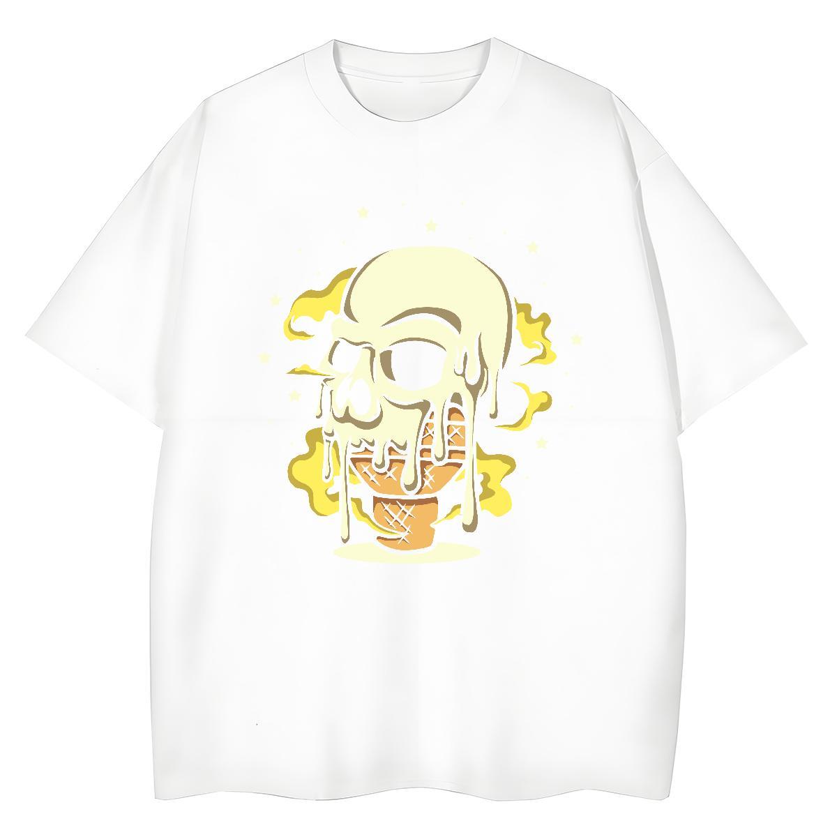 New Womens T Shirts 230g 100% Cotton O Neck Short Sleeves Sport skull Women Tees Lady Graphic Tshirts