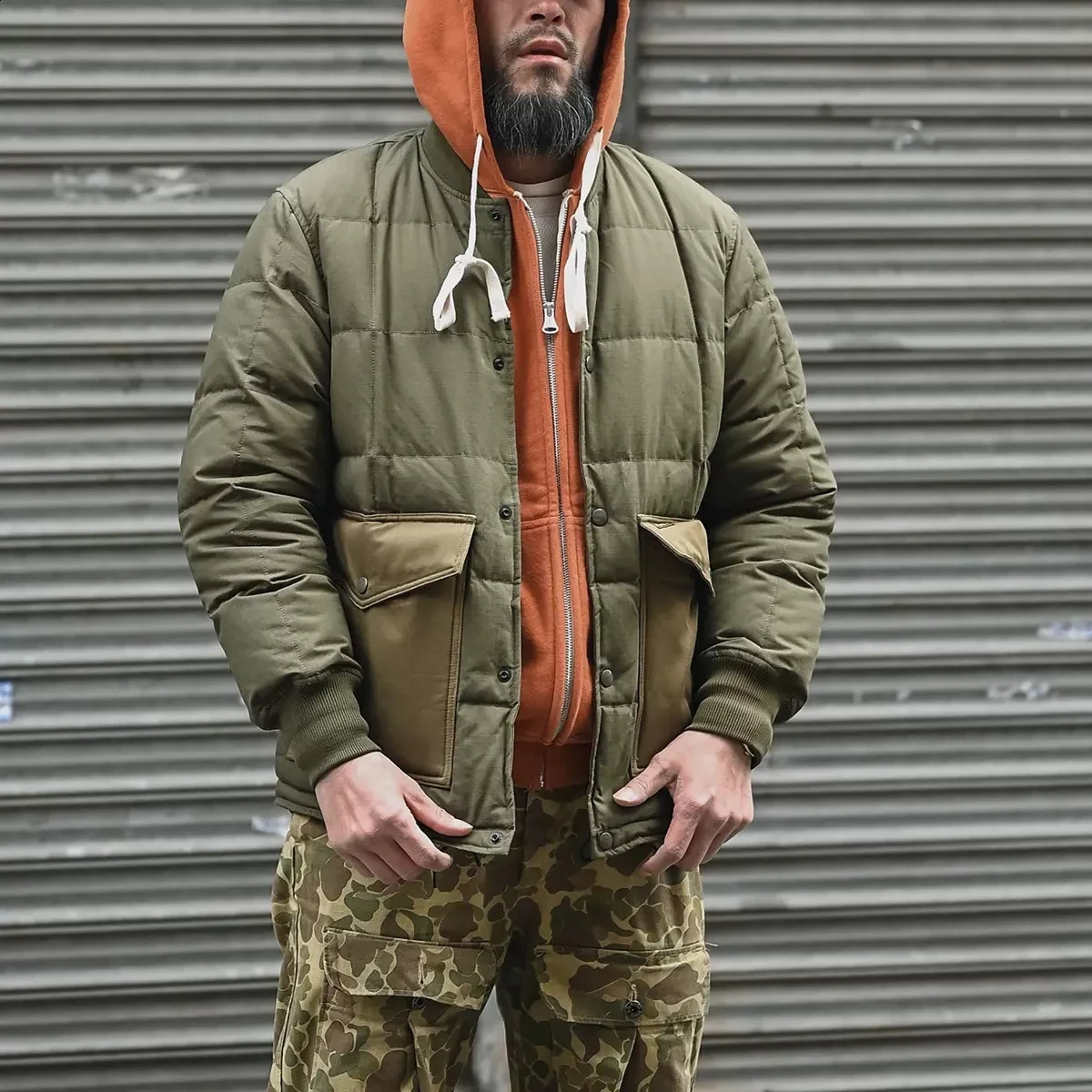 Rugged Bronson Duck Down Liner Jacket Mens Box Quilted Versatile Puffer Outerwear 240905