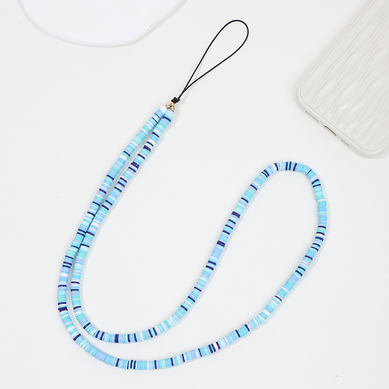Yilian's new colorful soft ceramic simple rainbow bead phone chain, for women's neck hanging rope