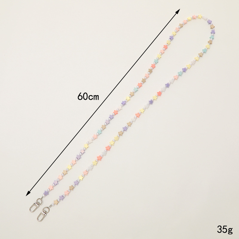 Yilian new colorful flower crossbody phone case rope five pointed star bead bag hanging decoration pendant shoulder strap chain