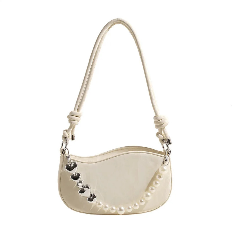 Niche Small Bag Womens 2024 Spring Trend Versatile Small Square Bag Fashion Pearl Wave Shoulder Support Handbag 240904