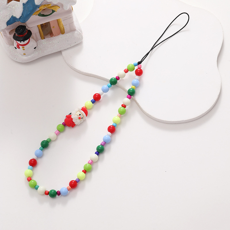 Yi Lian's New Series Phone Santa Claus Beaded Short Christmas Tree Pendant with Wrist Strap Loss Prevention Chain