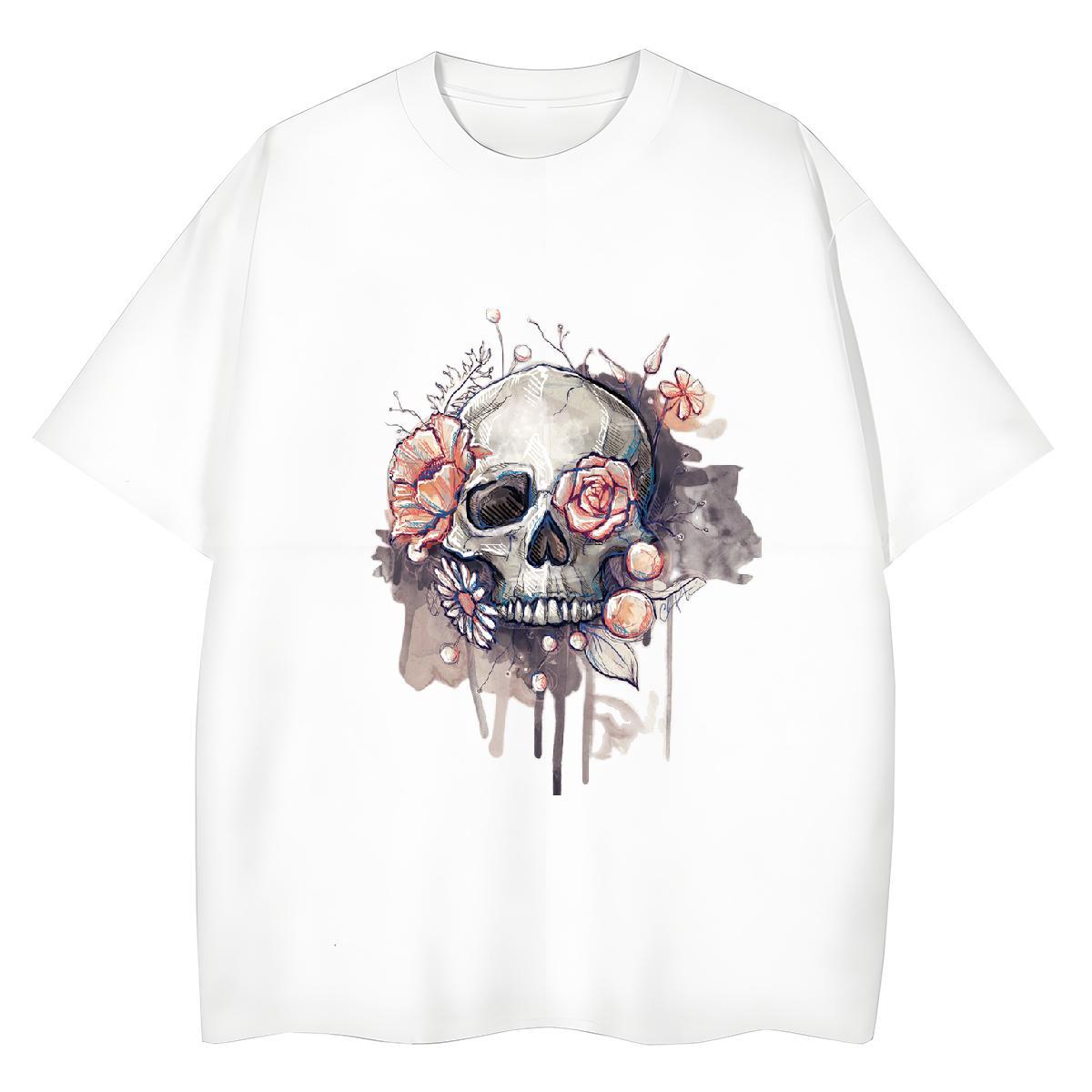 New Arrival T Shirts Women 100% Cotton 230g Breathable Soft Summer Casual flower Couples T Shirts High quality Oversized Wear
