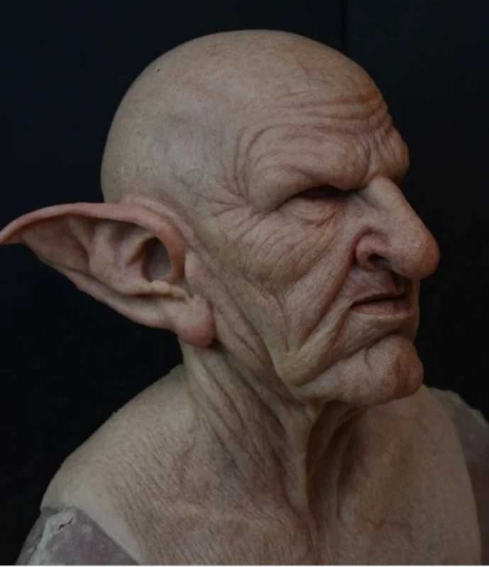 New Old Man Grandpa Grandma Mask Halloween Party Pointy Ears Old Man Head Mask Party Offering Scary Cosplay Props Mask Terror M240906