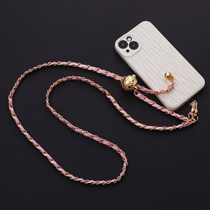 Yi Lian's new metal adjustable leather piercing DIY phone case accessories, hand woven diagonal cross chain