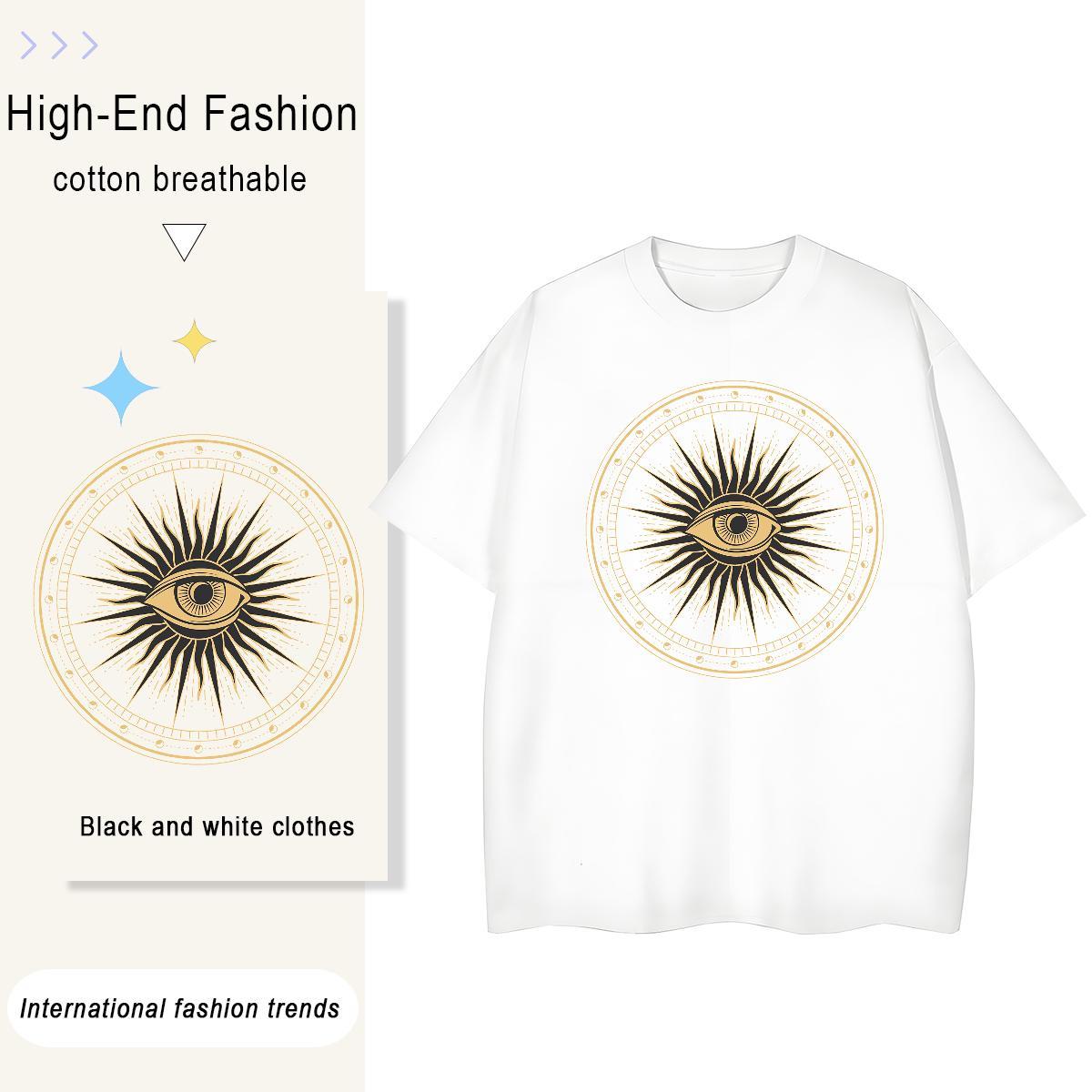 Designer Women T Shirts 230g Pure Cotton O-Neck Short Sleeve Casual Sport eyes Unisex Tshirts Brand Cartoon Print Clothes