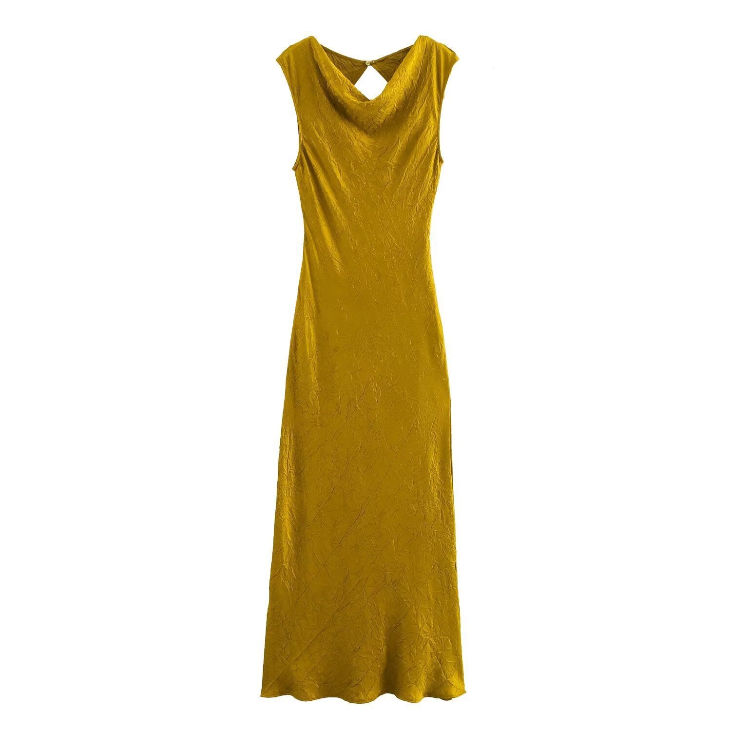 Silk and Satin New Pleated Autumn Womens Dress Displays Texture Temperament Fashion Midi