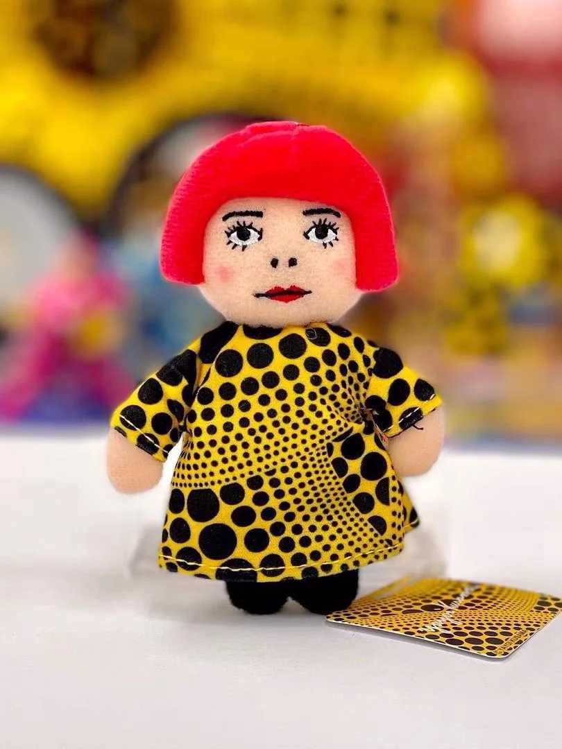 12cm New Yayoi Kusama YAYOI KUSAMA Humanoid Polka Dot Plush Keychain Bag Pendant Toy Pendant For Gift Y240907