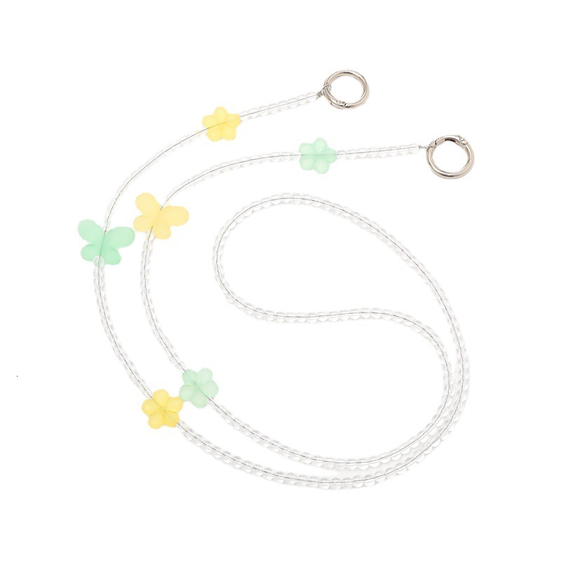 Yilian new beaded acrylic love bear crossbody shoulder strap chain mobile phone hanging rope for women