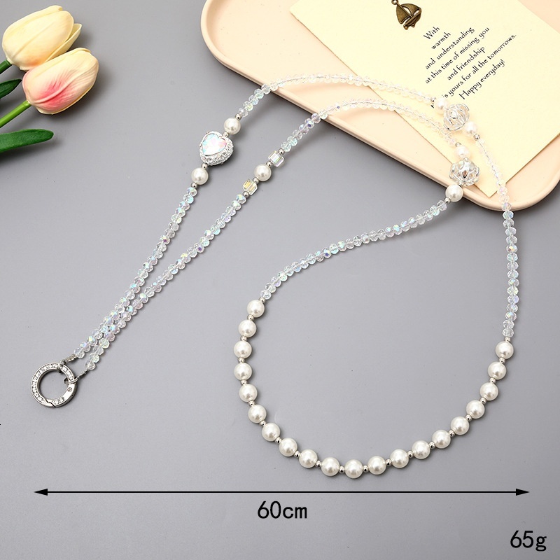New lanyard can carry women's crystal bead crossbody DIY mobile phone chain luggage keychain pendant