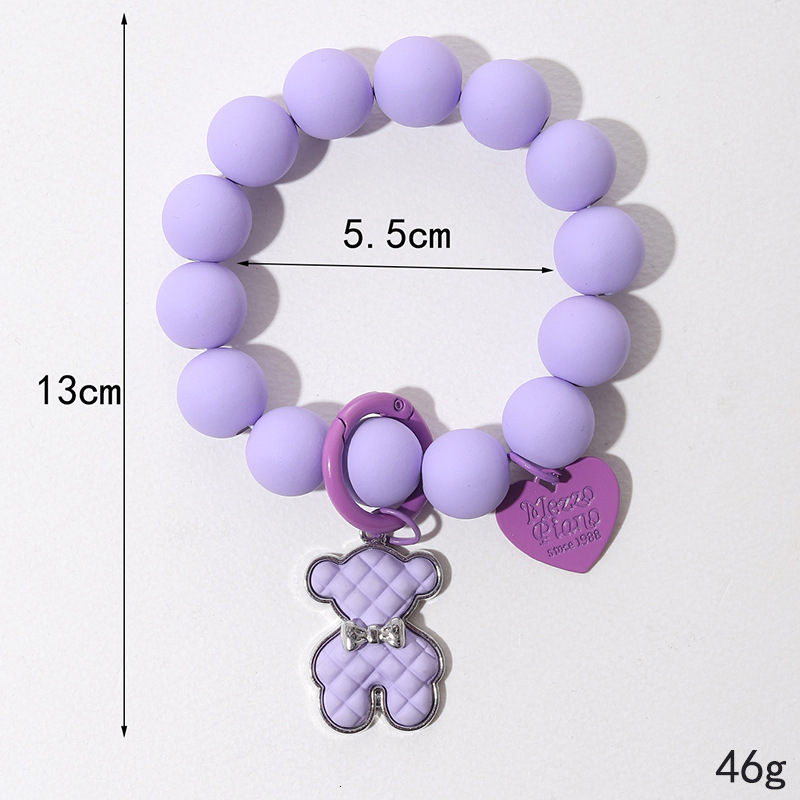 Yi Lian's New Rubber Bead Bracelet, Phone Case, Jewelry, Candy Color Bear Pendant, Anti Drop Wrist Strap for Women